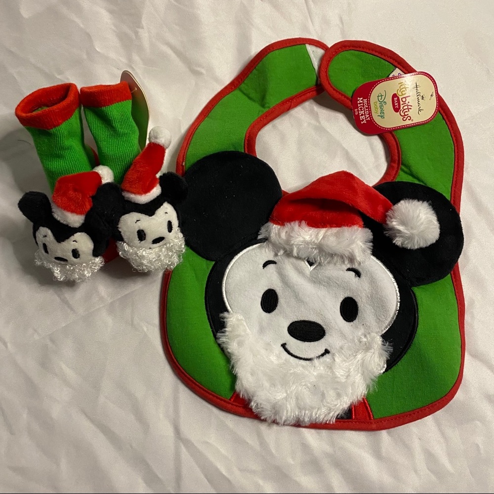 Hallmark Disney Holiday Bib & Rattle Socks